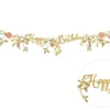 Happy Birthday guirlande i guld og blomster