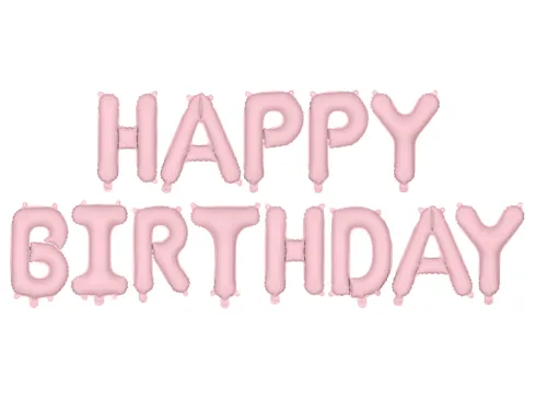 Happy Birthday i mat lyserød
