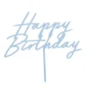 Happy Birthday kage pynt - lyseblå