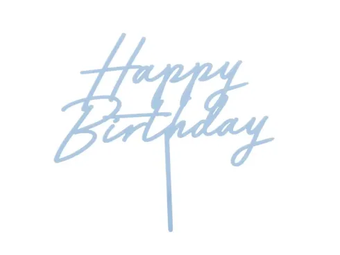 Happy Birthday kage pynt - lyseblå