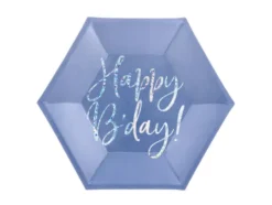 Happy birthday tallerken i blå