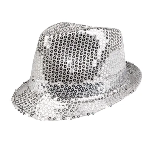 Hat Fedora med pailletter i sølv