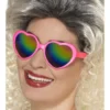 Hjertebriller PINK med RAINBOW SPEJL glas