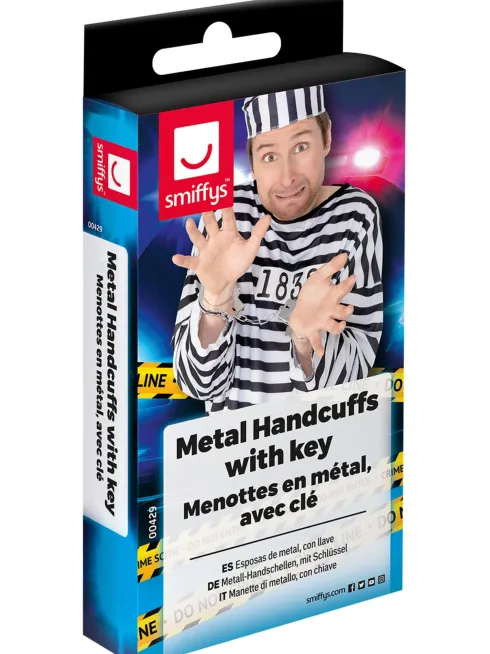Håndjern i metal med nøgle