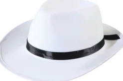 Hvid gangsterhat med Sort bånd
