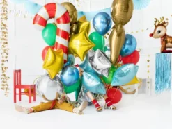 Julestok folieballon i rød-hvid