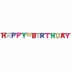Karton glitter guirlande med Happy birthday 1,4m