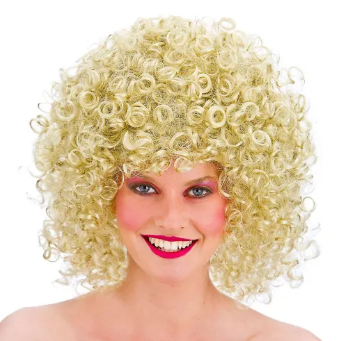 Krøllet paryk BLOND stor