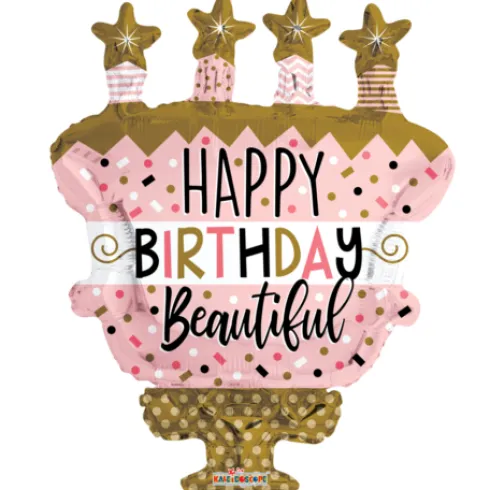 Lagkage folieballon med happy birthay