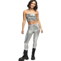 Leggings Metallic sølv