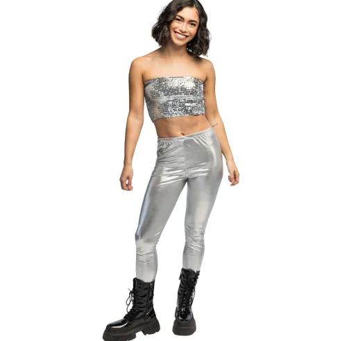 Leggings Metallic sølv