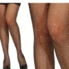 Mesh strømpebukser med rhinestones