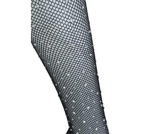 Mesh strømpebukser med rhinestones