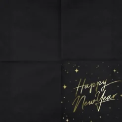 Nytårs servietter Happy new year i sort