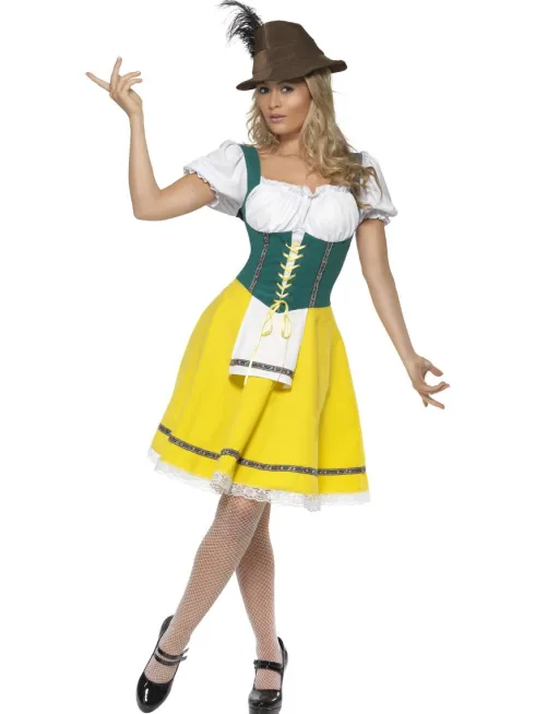 Oktoberfest Kjole i gul-grøn