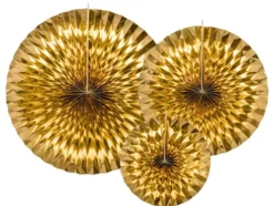 Papir vifte sæt 3stk Guld Lux