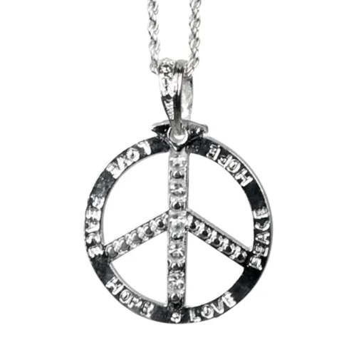 Peace halskæde i sølvmetal med simili
