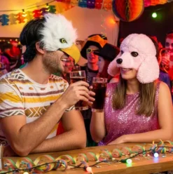 Pink Puddel Plys halvmaske