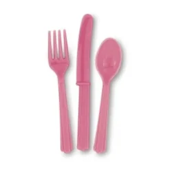 Plastbestik, 18 dele PINK