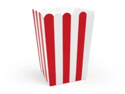 Popcorn bæger Rød - Hvid, 6 stk.