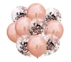 Ramadan Kareem balloner i rosegold og transparent med konfetti