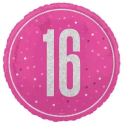 16 år Folieballon i pink