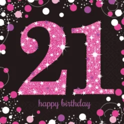 21 år Servietter - Sparkling pink