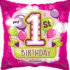 1 års Folieballon firkant i PINK