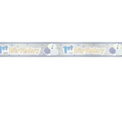 1 års foliebanner i sølv og blå