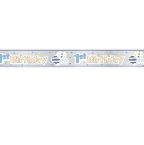 1 års foliebanner i sølv og blå