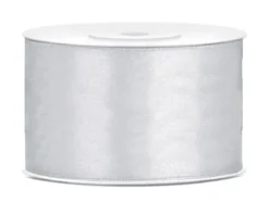 Satinbånd 38 mm x 25 m i Sølv