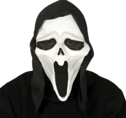 Scream spøgelsesmaske med sort hætte