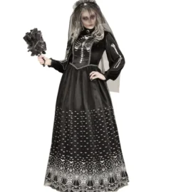 Skeletbrud LUX kostume til voksne