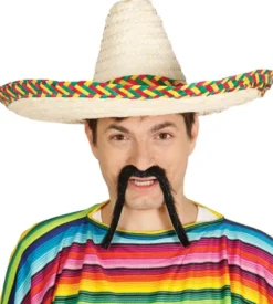 Sombrero i strå ø 50 cm ,naturfarve med kulørt kant