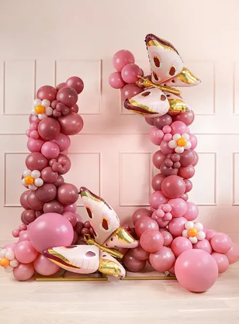 Sommerfugl Folieballon i rosa