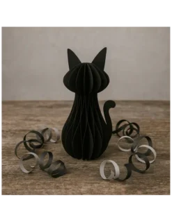 Sort fastelavns kat, honeycomb, 20 cm