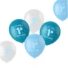 1.st Birthday balloner i blå-hvid
