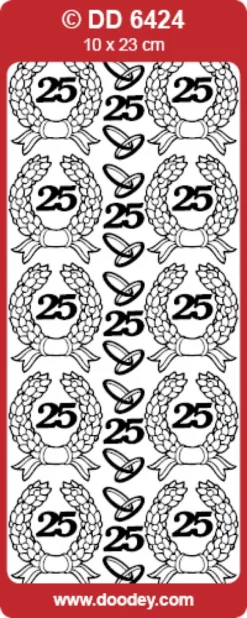 Stickers med krans og 25-tal sølv