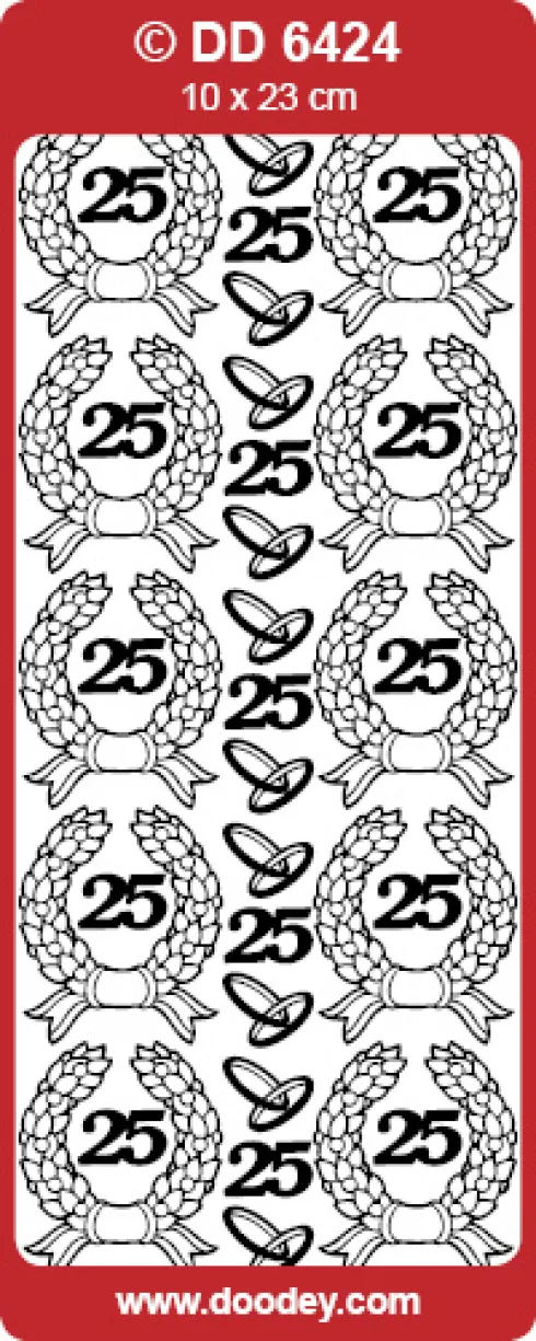 Stickers med krans og 25-tal sølv