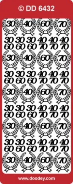 Stickers m. tal:30-40-60-70 i kranse