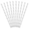 Sugerør i papir hvid med sølvstjerner 10 stk
