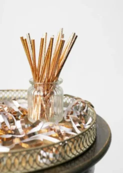 Sugerør i papir Rosegold 20stk