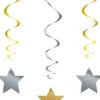 Swirls med stjerner i sølv-guld