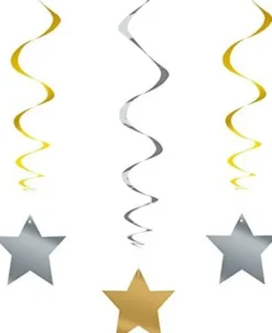 Swirls med stjerner i sølv-guld