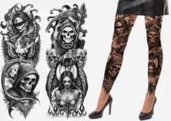 Tattoo Effekt Strømpebukser