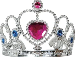 Tiara sølv børn - Pink hjerte