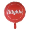 TILLYKKE Folie ballon Ø 46 cm