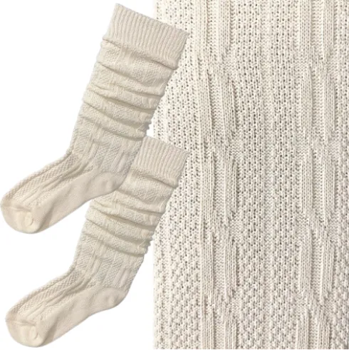 Tyroler strømper i strik - lange lys beige