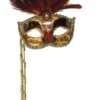 Venetiansk maske på pind med fjer