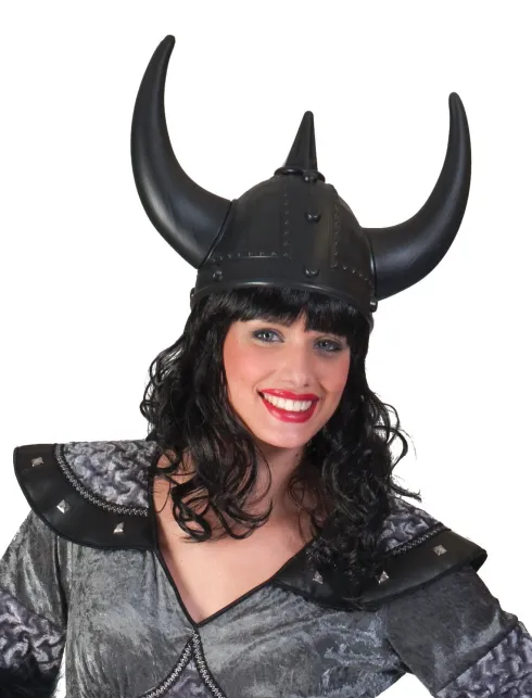 Vikinghjelm med horn SORT